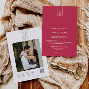 Viva Magenta Modern Minimal Geometric Arch QR Code Invitation