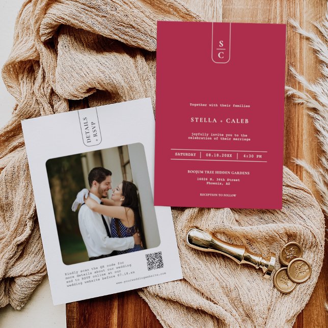 Viva Magenta Modern Minimal Geometric Arch QR Code Invitation (Creator Uploaded)