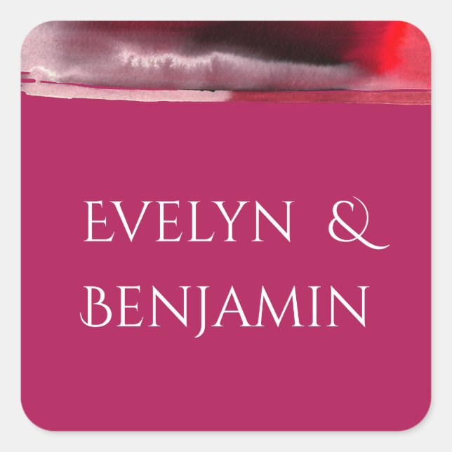  Viva Magenta Modern Square Sticker (Front)