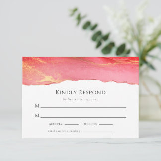 Viva Magenta Modern Wedding RSVP Response Card