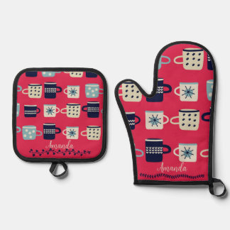 Viva Magenta Pattern Awesome Father's day Oven Mitt & Pot Holder Set