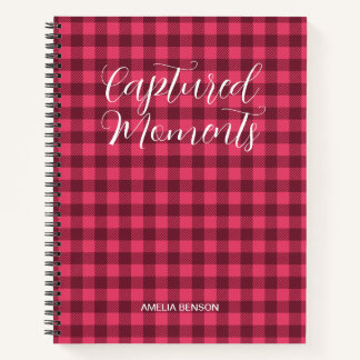 Viva Magenta Plaid, Tartan, Buffalo Checks Pattern Notebook