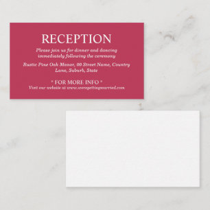 Viva magenta plain coloured reception details DIY Enclosure Card
