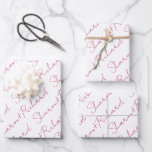 Viva magenta script calligraphy names wedding wrapping paper sheet<br><div class="desc">Introducing our vibrant and lively magenta pink script calligraphy wrapping paper sheets, perfect for adding a personal touch to your wedding gifts. You can easily personalize the design with your own names to make it truly unique. Please keep in mind that depending on the length of your names, you may...</div>