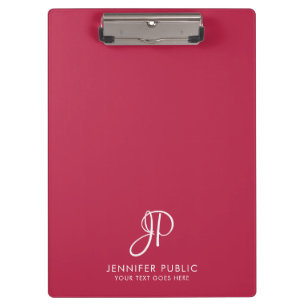 Viva Magenta Trend Colour Typed Monogram Template Clipboard