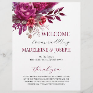 Viva Magenta Wedding Ceremony Programme Flyer