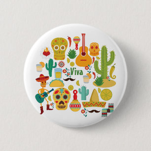 viva mexico 2 inch round button
