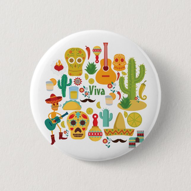 viva mexico 2 inch round button (Front)