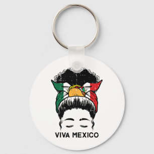 Viva Mexico Black Women Cinco De Mayo Mexican Inde Keychain