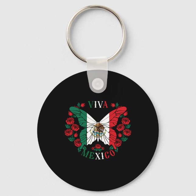 Viva Mexico Butterfly Rose  Keychain (Front)