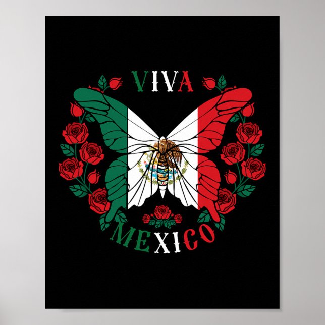 Viva Mexico Butterfly Rose  Poster (Front)