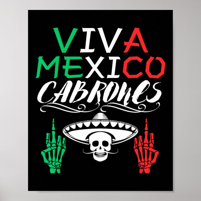Viva Mexico Cabrones Independence Day Mexican Flag Poster (Front)