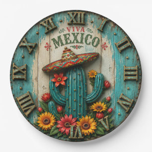 Viva Mexico Cactus Fiesta Farmhouse Art Paper Plate