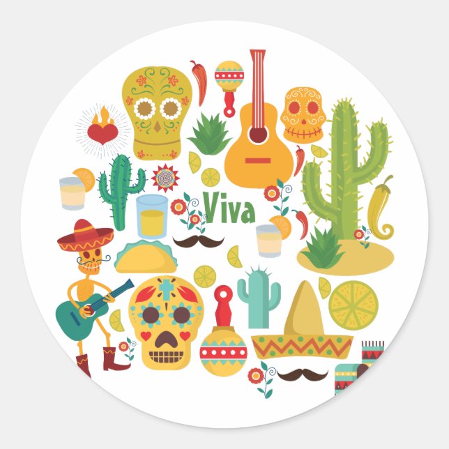 viva mexico classic round sticker (Front)