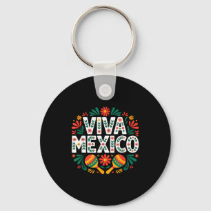 Viva mexico colourful folk art mexican independenc keychain