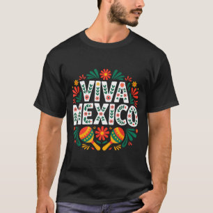 Viva mexico colourful folk art mexican independenc T-Shirt