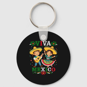 Viva Mexico Cute Cartoon Mexican Boy &amp; Girl In Keychain