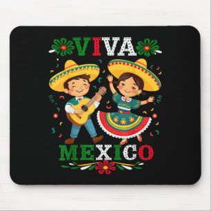 Viva Mexico Cute Cartoon Mexican Boy & Girl In Mouse Pad
