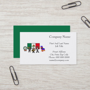 Viva Mexico Luchador Mariachi Piñata Cartoon Business Card