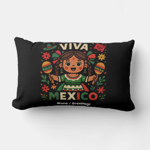 Viva Mexico Mexican Girl Independence Day Women  Lumbar Pillow