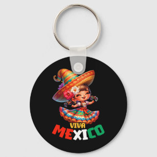 Viva Mexico Mexican Independence Day Mexican Girl  Keychain