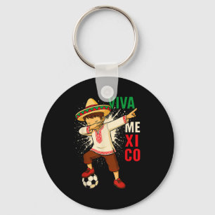 Viva mexico mexican soccer boy dabbing poncho keychain