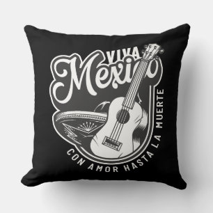 Viva Mexico Party With My Guitar Throw Pillow