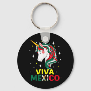 Viva Mexico Shirt Girl Mexican Flag Unicorn Keychain