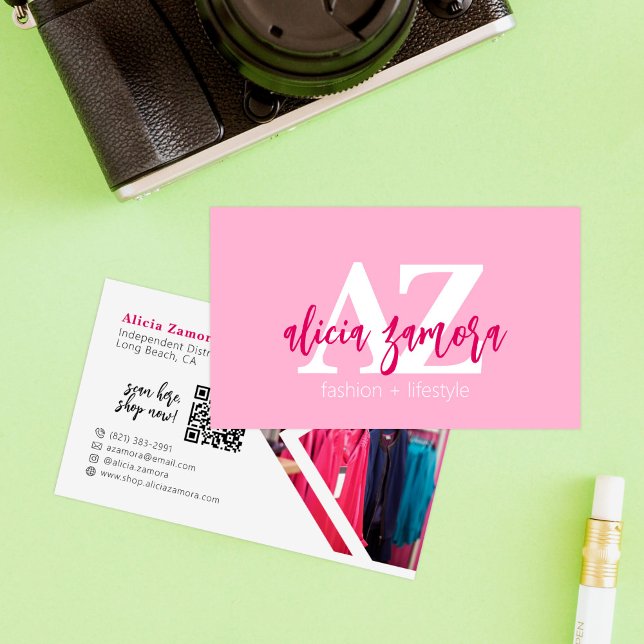 Viva Modern Magenta Chic Bold Stylish Custom Photo Business Card (Creator Uploaded)