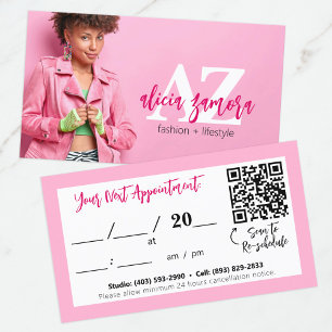 Viva Modern Magenta Custom Photo Pink Appointment Business Card