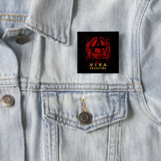 Viva Palestina Free Palestine Gaza Anarchist 2 Inch Square Button