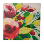 Vivacious Blooms Tile<br><div class="desc">Vivacious Bloom I by Grace Popp. Features beautiful flowers in rich, deep pinks and reds arranged with various greenery.| 141739GG</div>