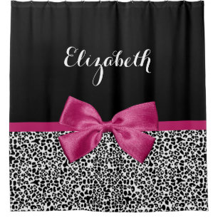 Vivacious Dark Pink Ribbon Leopard Print With Name