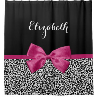 Vivacious Dark Pink Ribbon Leopard Print With Name
