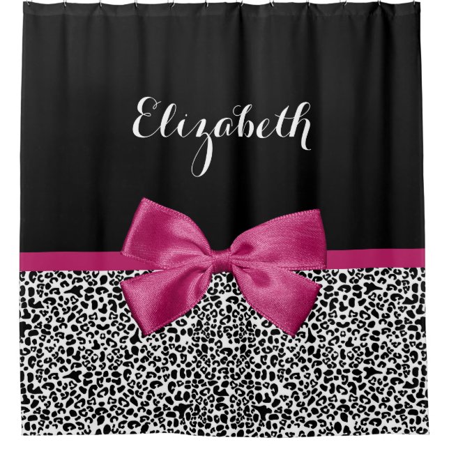 Vivacious Dark Pink Ribbon Leopard Print With Name (Front)