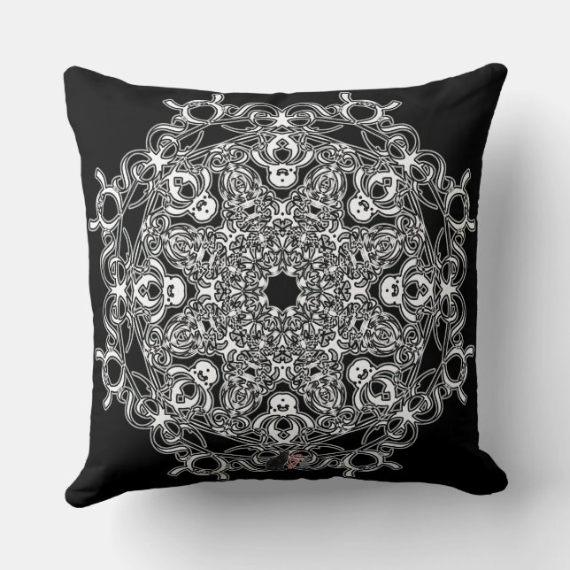 Vivacious Octa Glyph Throw Pillow (Back)