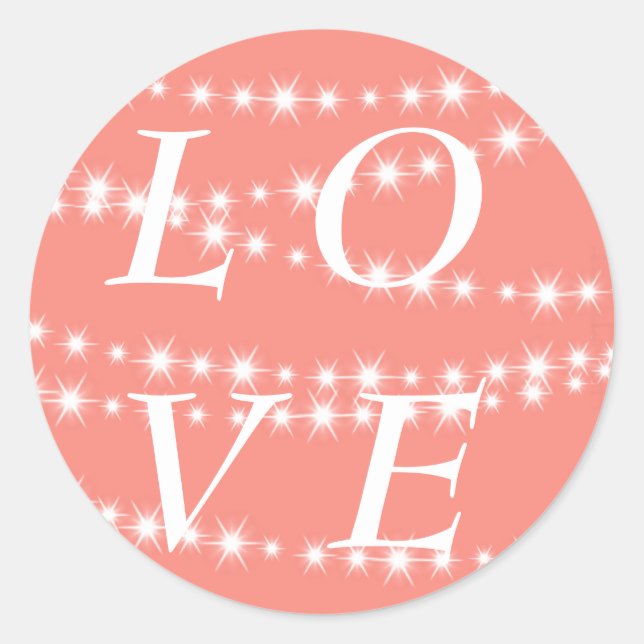 Vivant Coral Twinkle lumières LOVE Sticker (Devant)