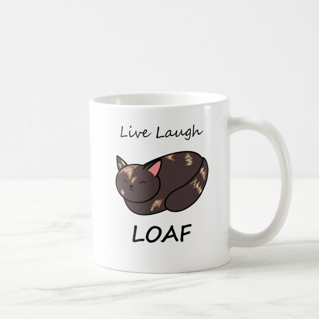 Vivant Rire Pain Tortie Chat Mug (Droite)
