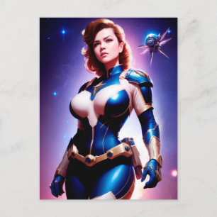 Vivd Retro 50's Female Sci Fi Space Ranger Postcard