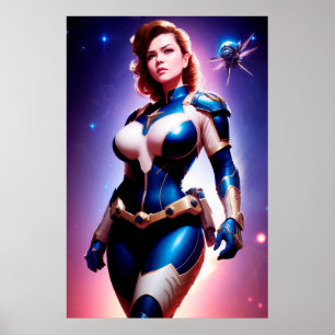 Vivd Retro 50's Female Sci Fi Space Ranger Poster