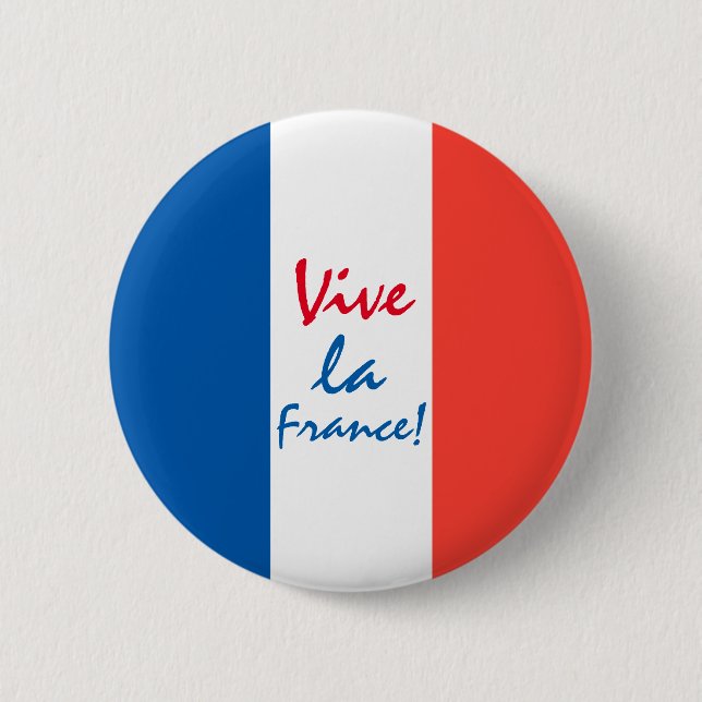 Vive La France French Flag Customizable 2 Inch Round Button (Front)