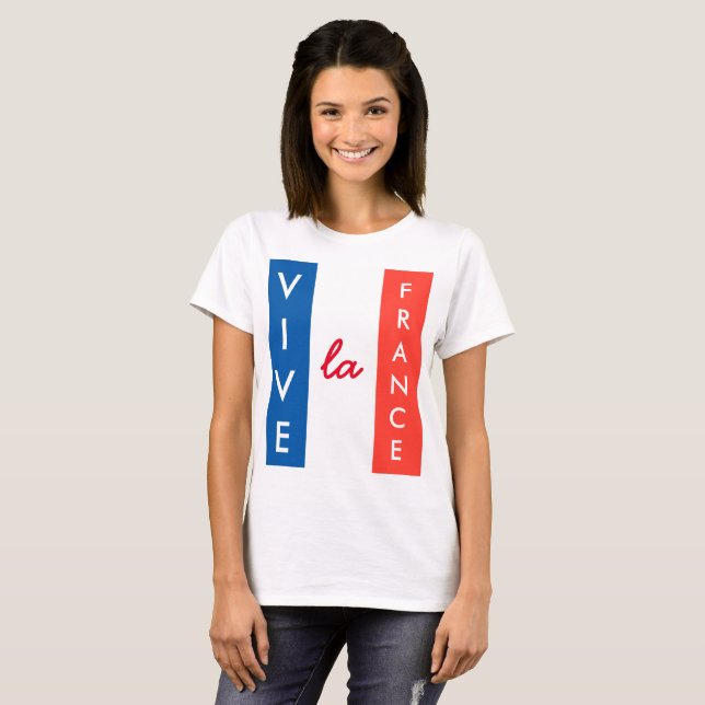 Vive La France French Flag Customizable T-Shirt (Front Full)