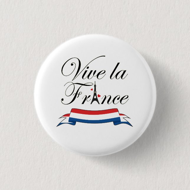 Vive la France Typography 1 Inch Round Button (Front)