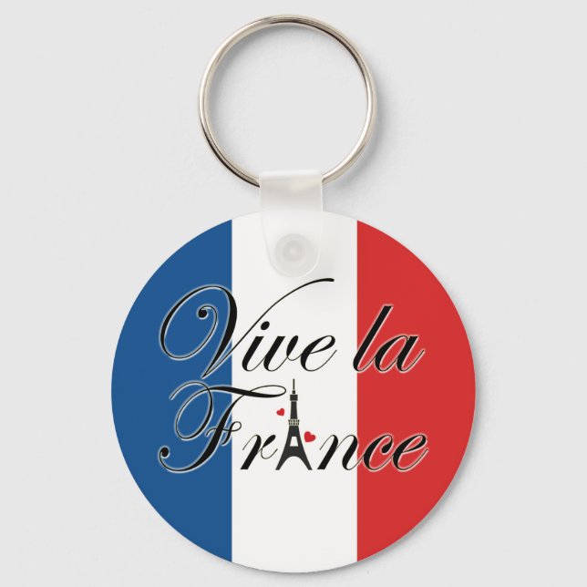 Vive la France Typography Keychain (Front)