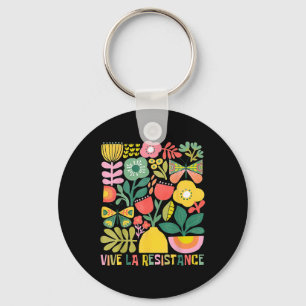 Vive La Resistance Political Retro Boho Floral Keychain