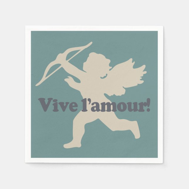 Vive L'amour Cupid paper napkins (Front)