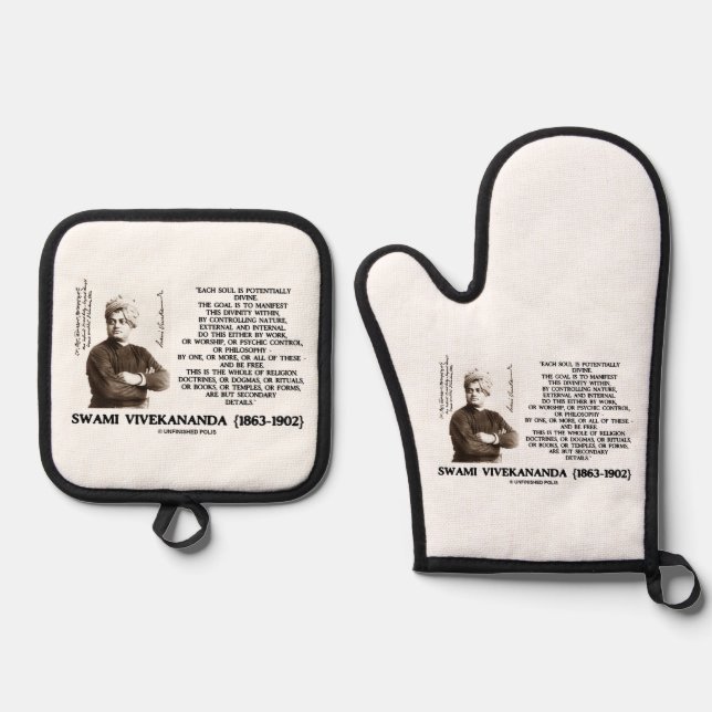 Vivekananda Each Soul Potentially Divine Be Free Oven Mitt & Pot Holder Set (Front)
