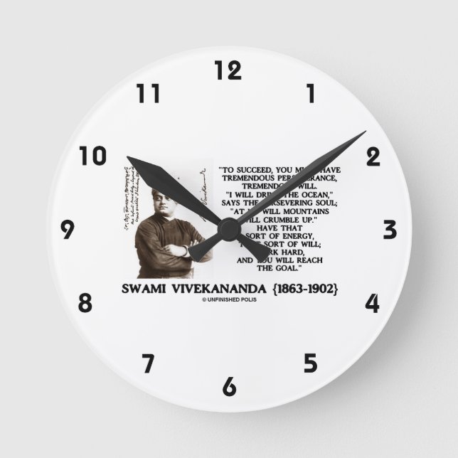 Vivekananda To Succeed Have Perseverance Will Goal Round Clock (Front)