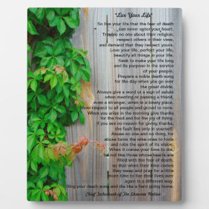 Vivez votre vie, plaque du chef Tecumseh