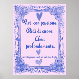 Vivi Con Passione Italien Langue Sagesse Poster